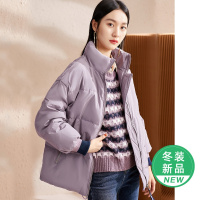 OUNIXUE欧昵雪 | [宽松立领纯色棉衣]冬季马卡龙棉衣撞色袖口棉服短款女外套