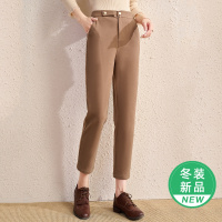 OUNIXUE欧昵雪 | [干练通勤呢子烟管裤]秋冬季纯色斜插袋哈伦裤休闲裤女士