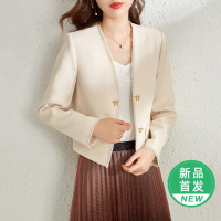 OUNIXUE欧昵雪 | [金丝织带短上衣]春季小香风V领蝴蝶结纽扣时尚外套女士