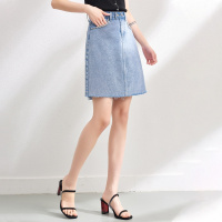 OUNIXUE欧昵雪 | [高腰百搭牛仔裙]夏季毛边A字裙修身显瘦半裙包臀半身裙女
