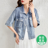 OUNIXUE欧昵雪 | [韩版休闲衬衣]夏季时尚气质宽松显瘦女式短袖牛仔衬衫