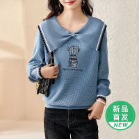 OUNIXUE欧昵雪 | [设计感小众卫衣]减龄小个子蝴蝶结领落肩长袖女上衣潮