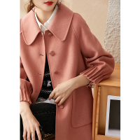 OUNIXUE欧昵雪 | 秋冬小众感翻领保暖双面毛呢大衣女气质长袖宽松型中长款外套