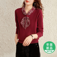 OUNIXUE欧昵雪 | [时髦蝴蝶结系带领毛衣]秋冬季休闲宽松长袖打底衫针织衫女