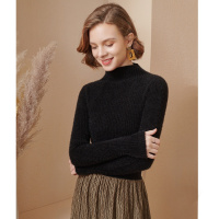 OUNIXUE欧昵雪 | 冬季修身仿貂毛半高领套头毛衣长袖休闲上衣保暖打底针织衫女