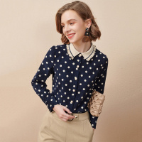 OUNIXUE欧昵雪 | 冬装复古木耳翻领波点灯芯绒衬衣女修身显瘦厚实保暖女衬衣