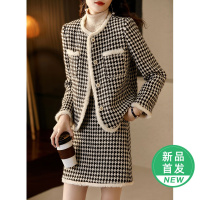 OUNIXUE欧昵雪 | [气质格纹呢子套装]冬季小香风外套女半身裙两件套淑女套裙