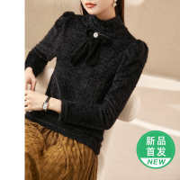 OUNIXUE欧昵雪 | 冬季法式减龄半高领仿貂绒打底针织衫女直筒长袖小众通勤毛衣