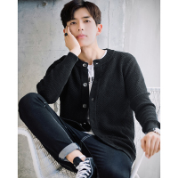 唐狮2017秋季新款毛衣男士韩版薄款黑色针织衫开衫男学生毛衫外套