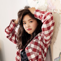 唐狮格子衬衫女中长款2017秋冬新款磨毛韩版学生衬衫