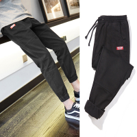 唐狮秋冬季休闲裤子男加绒加厚款束脚黑色修身长裤哈伦小脚裤百搭