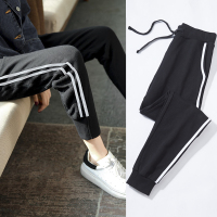 唐狮2017秋冬新款韩版休闲裤女宽松运动裤哈伦裤黑色加绒裤子