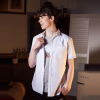 唐狮2018夏季衬衫男短袖牛津纺纯色衬衣学生潮男宽松白色寸衫韩版