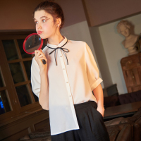 唐狮2018夏装新款女衬衫立领雪纺衬衫韩范甜美上衣小清新文艺