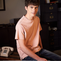 唐狮2018夏装新款短袖T恤男圆领韩版潮流宽松青少年纯色上衣体恤