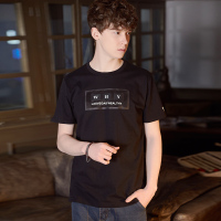 唐狮2018夏装新款短袖T恤男暗迷彩拼接文字印花青少年学生打底衫