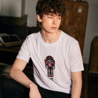 唐狮2018夏季新款短袖T恤男韩版潮流机器人绣花青少年学生打底衫