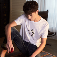 唐狮2018夏装新款短袖T恤男圆领时尚趣味图案青年修身上衣打底衫