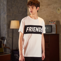 唐狮2018夏装新款T恤短袖男纯棉方块字母印花打底衫学生简约上衣