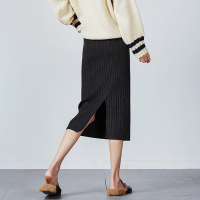 唐狮2018秋装新款半身裙 女修身侧摆开叉半裙