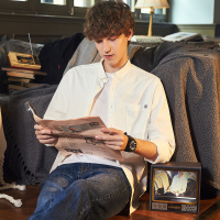 唐狮2018秋季衬衫男长袖青少年港风外穿寸衫潮男白色学生寸衣韩版