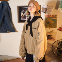 唐狮2018秋装新款外套女宽松短款日系工装衣服假两件甜美原宿风