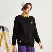 唐狮2018秋装新款体恤男胸口荆棘印花长袖T恤宽松套头卫衣潮流行