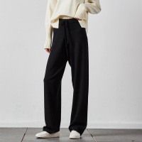 唐狮2018秋新款休闲裤女针织裤宽松显瘦秋冬阔腿裤女毛线裤裤子女
