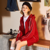 唐狮2018秋装新款外套女连帽原宿风宽松短款学院少女休闲港风韩版