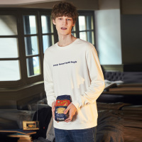 唐狮2018秋装新款T恤 男印花长袖T恤衣服打底衫纯棉潮流行帅