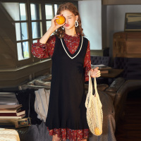 唐狮2018秋季新款连衣裙针织毛衫背心裙黑色内搭韩版淑女甜美裙子