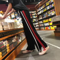 唐狮2018新款黑色阔腿裤女秋休闲裤女运动阔腿开叉韩版修身裤子女
