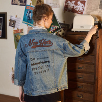 唐狮2018秋新款外套女宽松后背文字牛仔衣服短款时尚休闲学生韩版