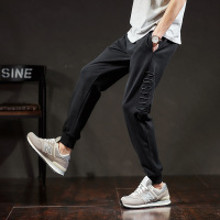 唐狮2018秋冬加绒运动裤男休闲裤子男韩版潮流宽松束脚针织卫裤男
