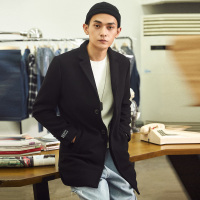 唐狮大衣男2018冬装新款毛呢外套男呢外套港风休闲外套冬季呢大衣