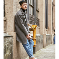 唐狮2018流行大衣新款韩版呢大衣男中长款女加厚情侣风衣宽松外套