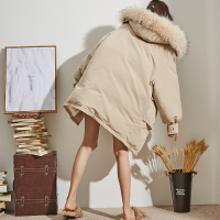 唐狮2018冬装新款女羽绒服韩版中长款东大连帽大毛领加厚外套女