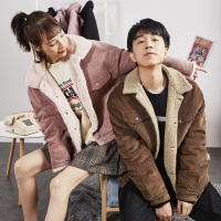 唐狮2018秋冬季新款情侣装男女灯芯绒外套韩版潮流棉衣冬天男上装