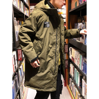 唐狮羽绒服男中长款2018新款连帽加厚韩版宽松国潮帅学生过膝外套