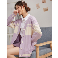 唐狮2019春装新款针织衫女V领开衫上衣毛衣外套女软妹毛线衣百搭