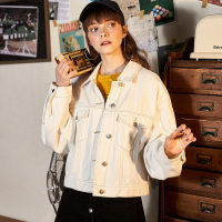 唐狮2019春装新款外套女韩版长袖宽松短款牛仔外套白色上衣学生潮