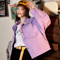 唐狮2019春装新款牛仔外套女韩版宽松短外套字母绣花休闲外套女潮