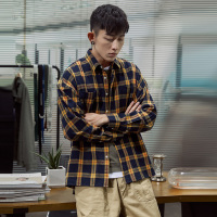 唐狮2019春季长袖格子衬衫男新款宽松潮男上衣学院风学生衬衣韩版