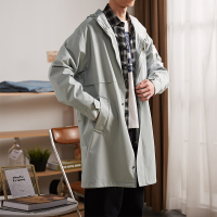 唐狮中长款风衣男2019新款春秋休闲大衣青年韩版潮流帅气连帽外套