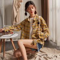 唐狮春季2019女格子衬衫韩版衬衣设计感小众格子衫长袖宽松上衣