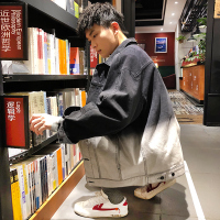 唐狮渐变牛仔外套男2019春季新款黑色工装夹克韩版百搭帅气衣服潮