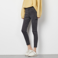 唐狮弹力牛仔裤女长裤2018秋新款小脚裤显瘦高腰铅笔裤紧身破洞