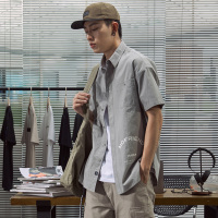 唐狮2019夏季时尚印花短袖衬衫男青年学生韩版宽松休闲港风衬衣潮