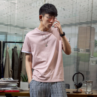 唐狮2019夏装新款短袖T恤男纯色假两件半袖青少年学生潮流上衣