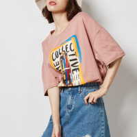 唐狮短袖T恤女2019夏季新款红韩版纯棉半袖百搭ins宽松上衣女